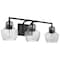 Nuvo Destin 3-Light Vanity, E26 60W, Black And Silver Accent, Clear Ribbed 60/7703 - alternate 1